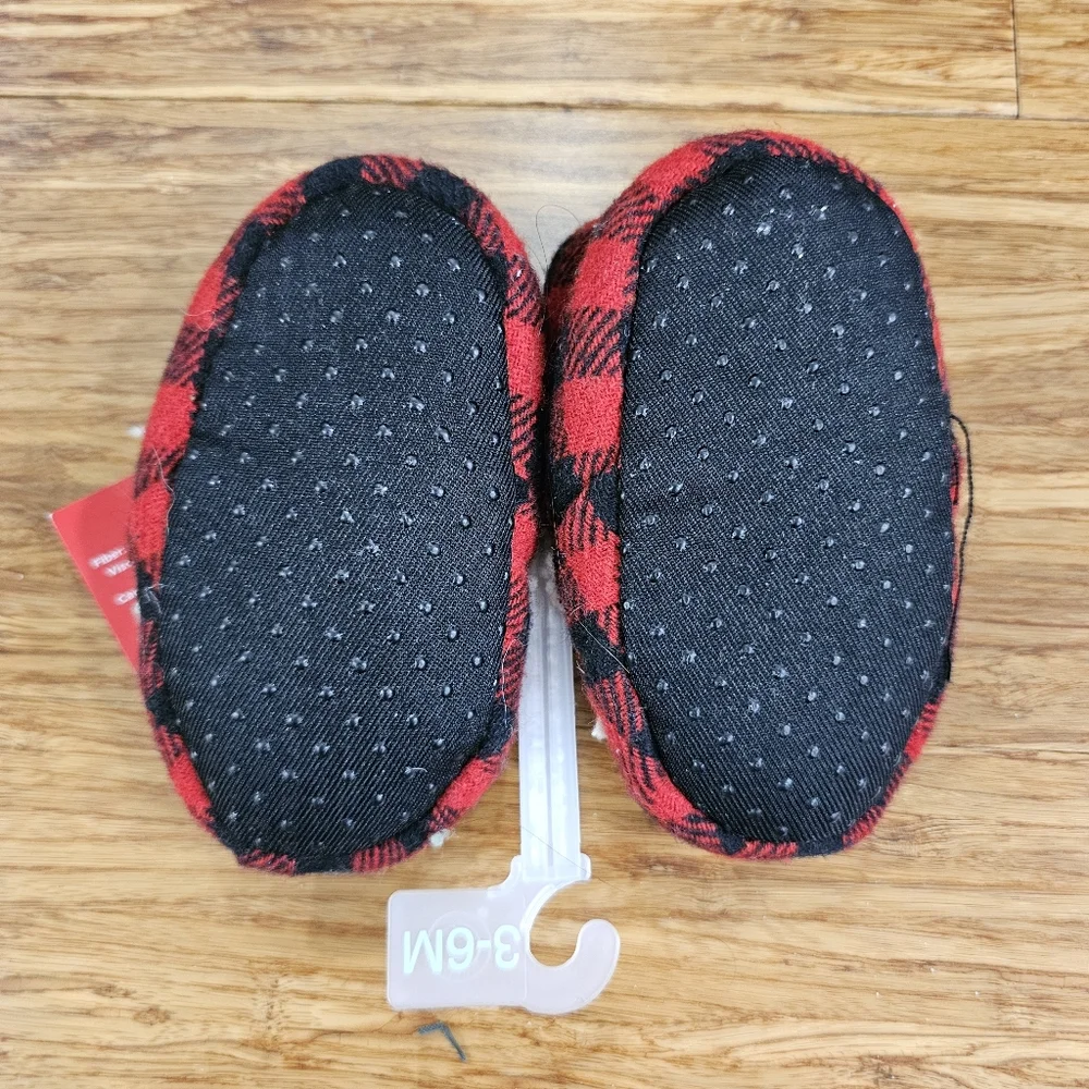 🐻 NWT Baby Bear Buffalo Plaid Slippers / Booties (3-6 Months)